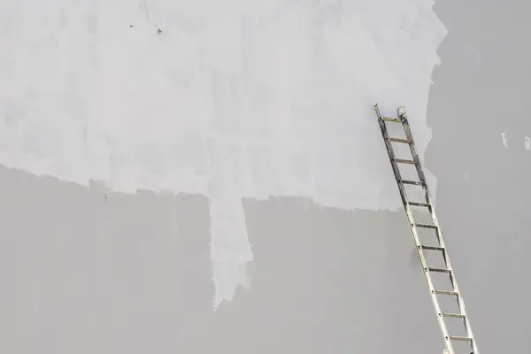Exterior painting in Manchester: ladder against a freshly primed wall